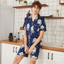 Man Sleepwear Summer  Men's Satin Silk Pajamas Pajama Set